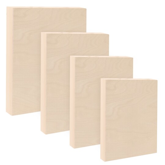 Jerry's Artarama; Da Vinci Pro Birch Wood Panel 7/8" Deep – Bundle of 4 Small Rectangular Panels - Fine Textured, Warp Resistant, Lightweight & Rigid –For Mounting Sanded Pastel or Watercolor Paper, Linen or Canvas; Category:Wood & Hardboard Panels; Image:1
